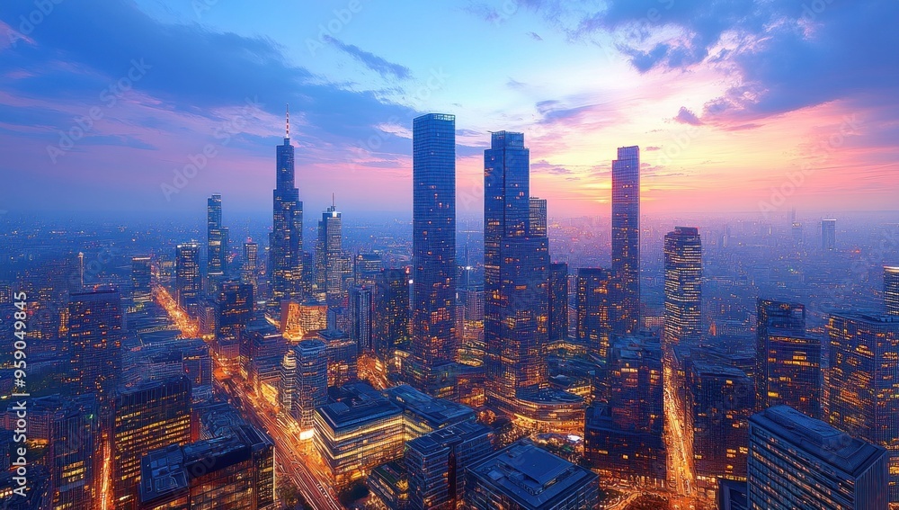 Fototapeta premium Cityscape at Sunset