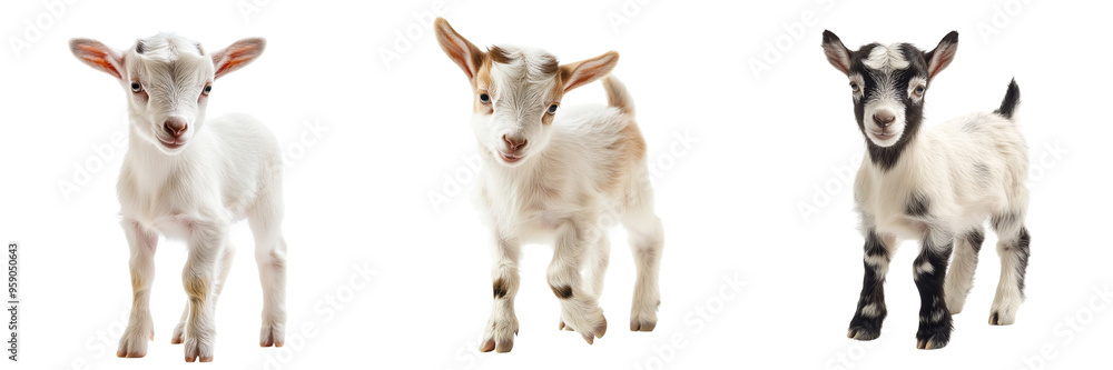 Fototapeta premium Set of a baby goat isolated on transparent background