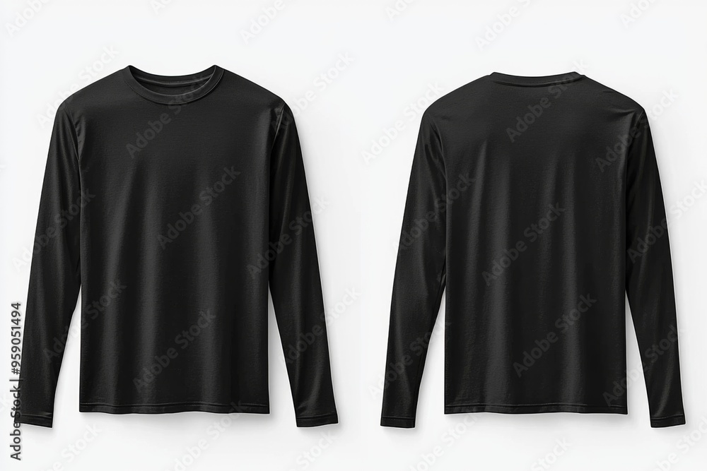 Black long sleeve tshirt mockup isolated created with Generative AI Black long sleeve tshirt mockup isolated created with Generative AI