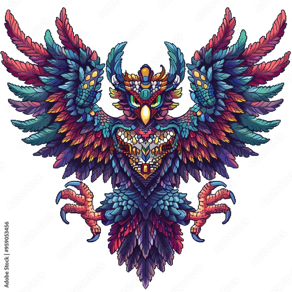 Fototapeta premium Garuda 8-bit fantasy animal cartoon isolated whitebackground