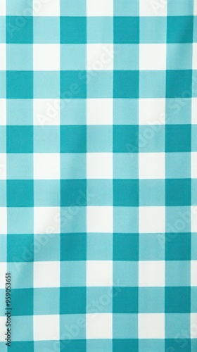 The gingham pattern on a Cyan and white background 