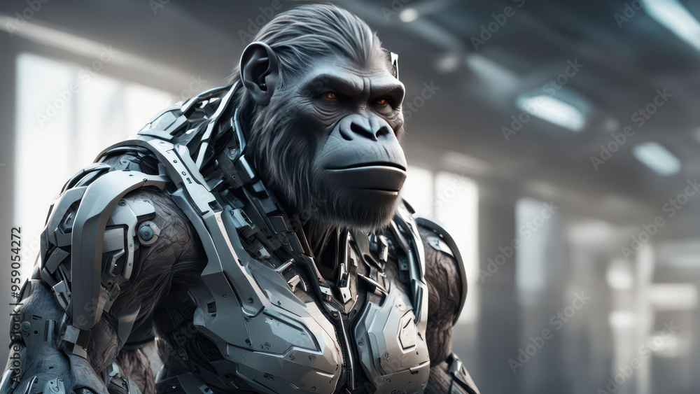 mecha robotic ape illustration mecha robotic ape illustration