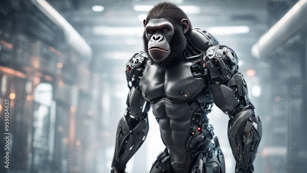 mecha robotic ape illustration mecha robotic ape illustration