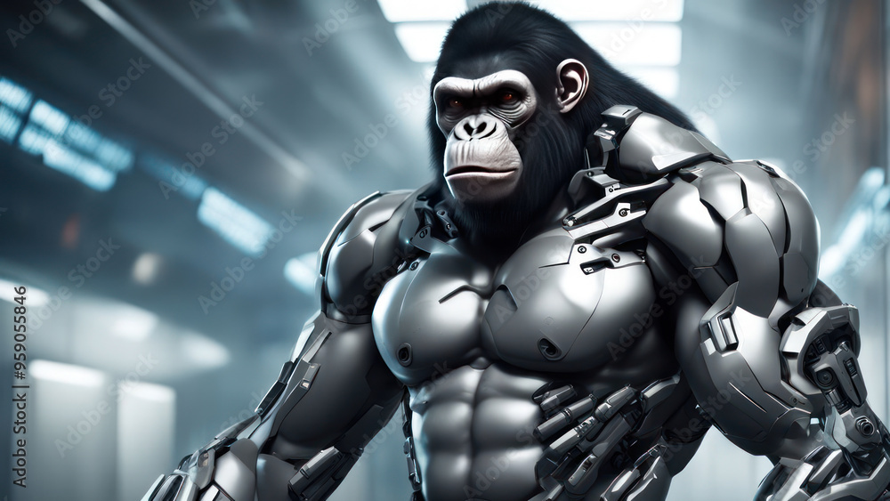 mecha robotic ape illustration mecha robotic ape illustration