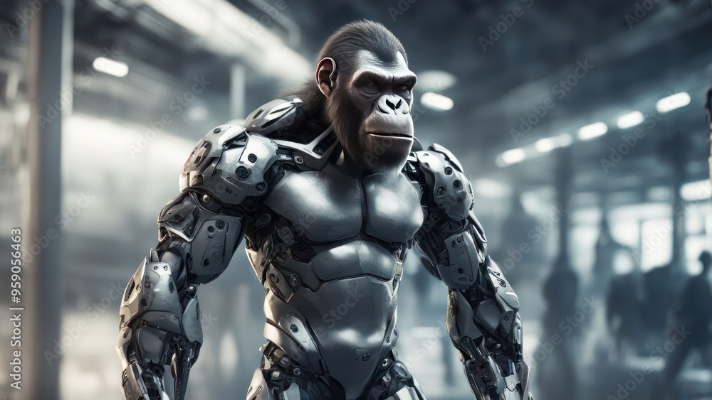 mecha robotic ape illustration mecha robotic ape illustration