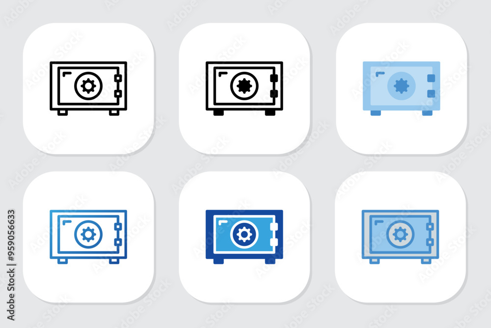 Locker icons with various design styles Locker icons with various design styles