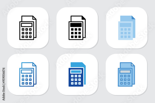 Calculator icons with various design styles