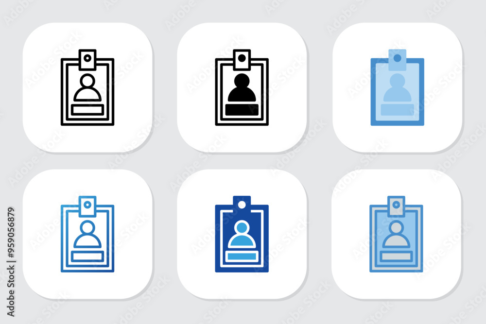 Id Card icons with various design styles Id Card icons with various design styles