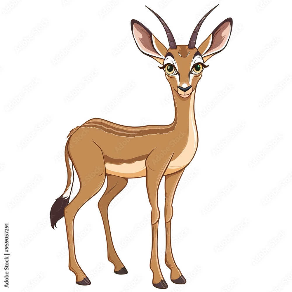 Fototapeta premium Gazelle Sympathy emotion fantasy animal cartoon isolated whitebackground