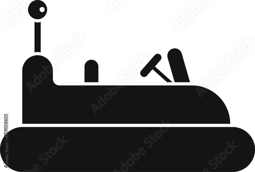 Black silhouette of a bumper car isolated on a white background