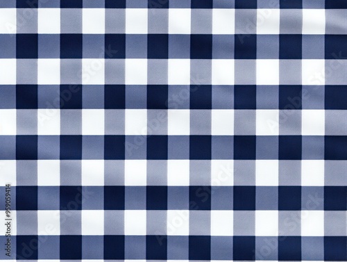 The gingham pattern on a Navy Blue and white background 