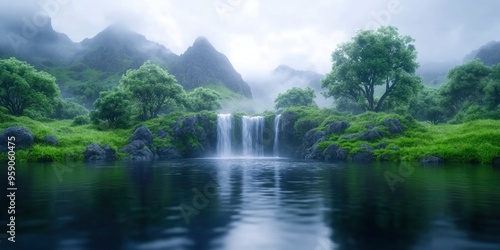 A magnificent waterfall with an enormous body of water surrounding it.