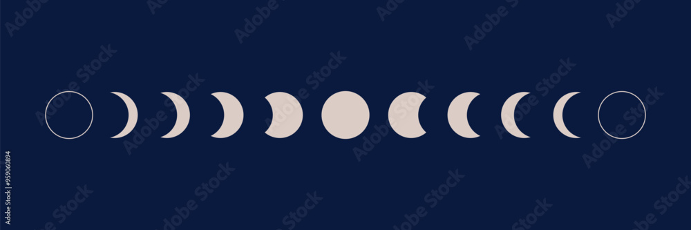 Phases of moon infographic. New, Full, Waning Crescent, First and Last Quarter moon. Phases of moon infographic. New, Full, Waning Crescent, First and Last Quarter moon.