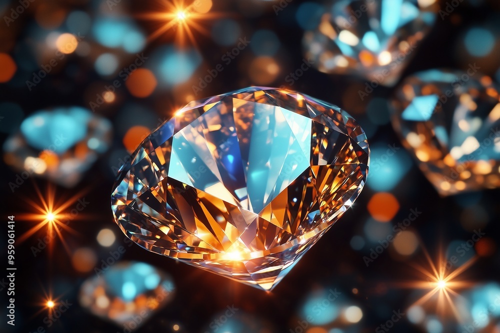 Diamonds shine brightly on a dark background Diamonds shine brightly on a dark background