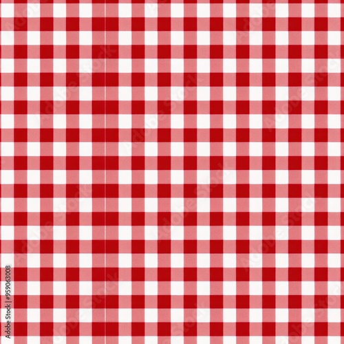 The gingham pattern on a Red and white background