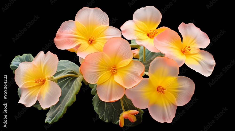 Fototapeta premium Primrose delicate fragrant and yellow or pink on a background color