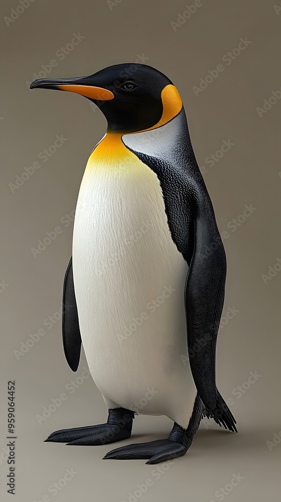 Fototapeta premium Emperor Penguin on White Background, Photo Realistic, Wallpaper, Cover and Screen for Smartphone, PC, Laptop, 9:16 and 16:9 Format