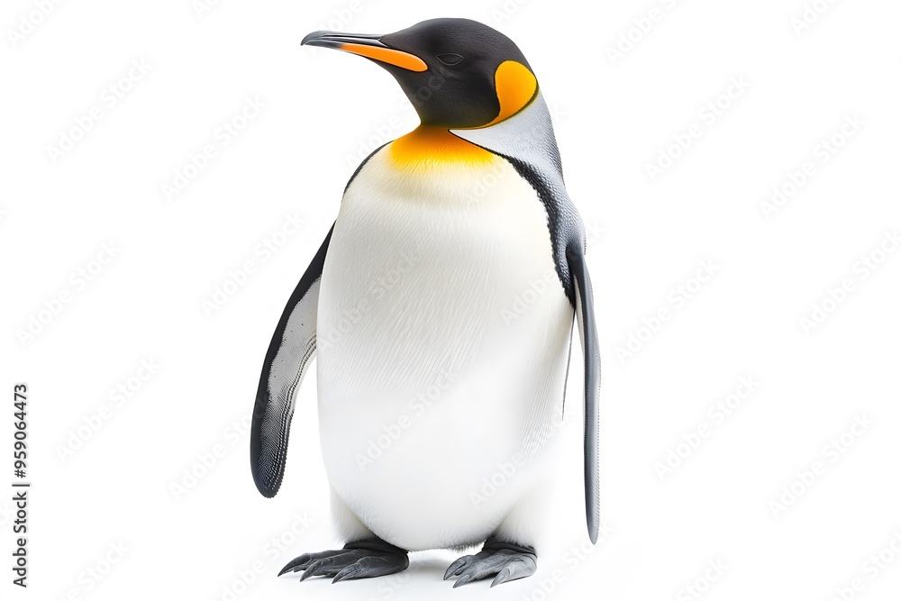 Fototapeta premium Emperor Penguin on White Background, Photo Realistic, Wallpaper, Cover and Screen for Smartphone, PC, Laptop, 9:16 and 16:9 Format
