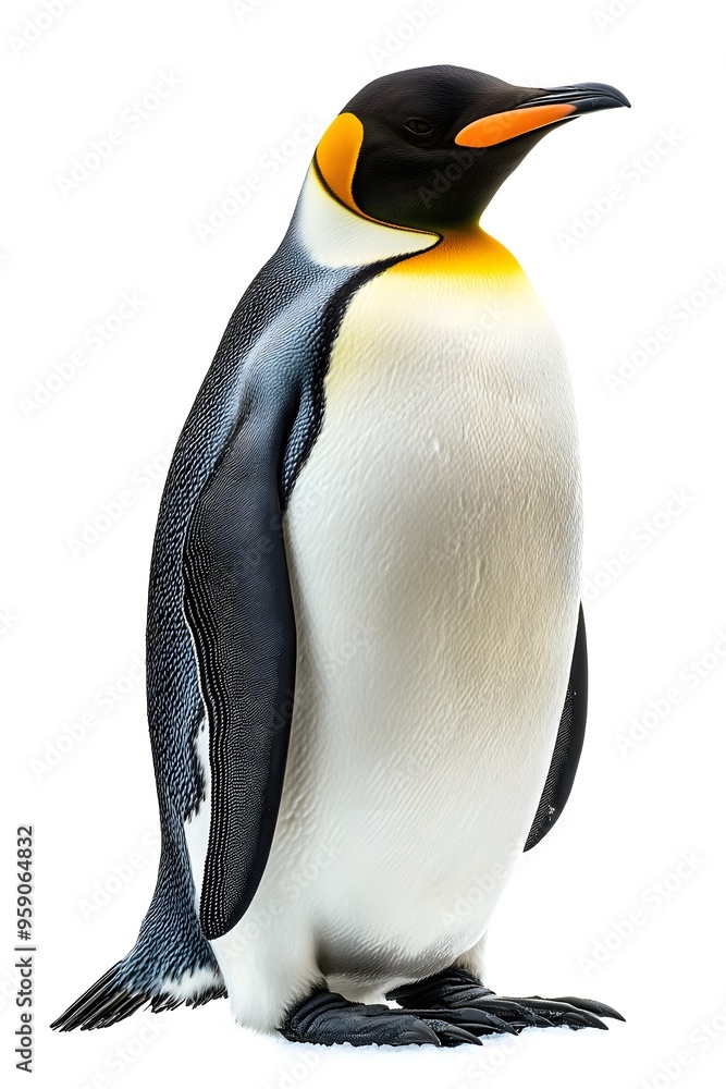 Fototapeta premium Emperor Penguin on White Background, Photo Realistic, Wallpaper, Cover and Screen for Smartphone, PC, Laptop, 9:16 and 16:9 Format