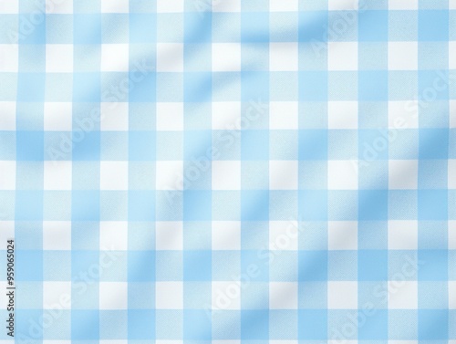 The gingham pattern on a Sky Blue and white background