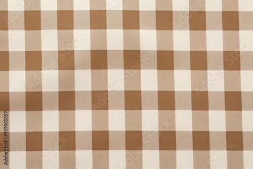 The gingham pattern on a Tan and white background 