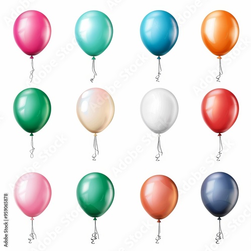 Wallpaper Mural Party balloons, festive element, hand-drawn illustration, vivid and colorful, isolated on white background Torontodigital.ca