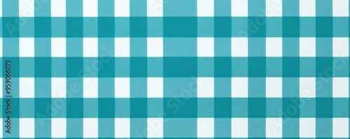 The gingham pattern on a Turquoise and white background 