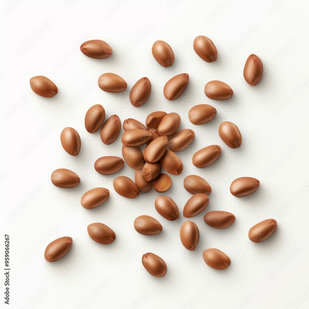 Peanut seeds, food and drink element, realistic 3D render, vibrant brown, isolated on white background Peanut seeds, food and drink element, realistic 3D render, vibrant brown, isolated on white background