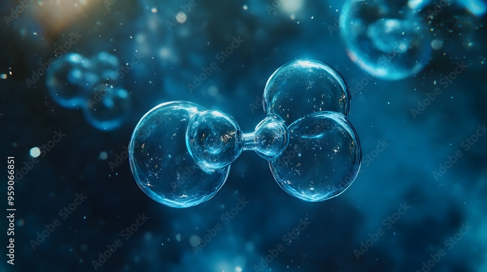 Oxygen Molecule: A pair of oxygen atoms forming an O2 molecule, connected by a double bond, floating in a blue-tinted space with a sense of movement.
Oxygen Molecule: A pair of oxygen atoms forming an O2 molecule, connected by a double bond, floating in a blue-tinted space with a sense of movement.