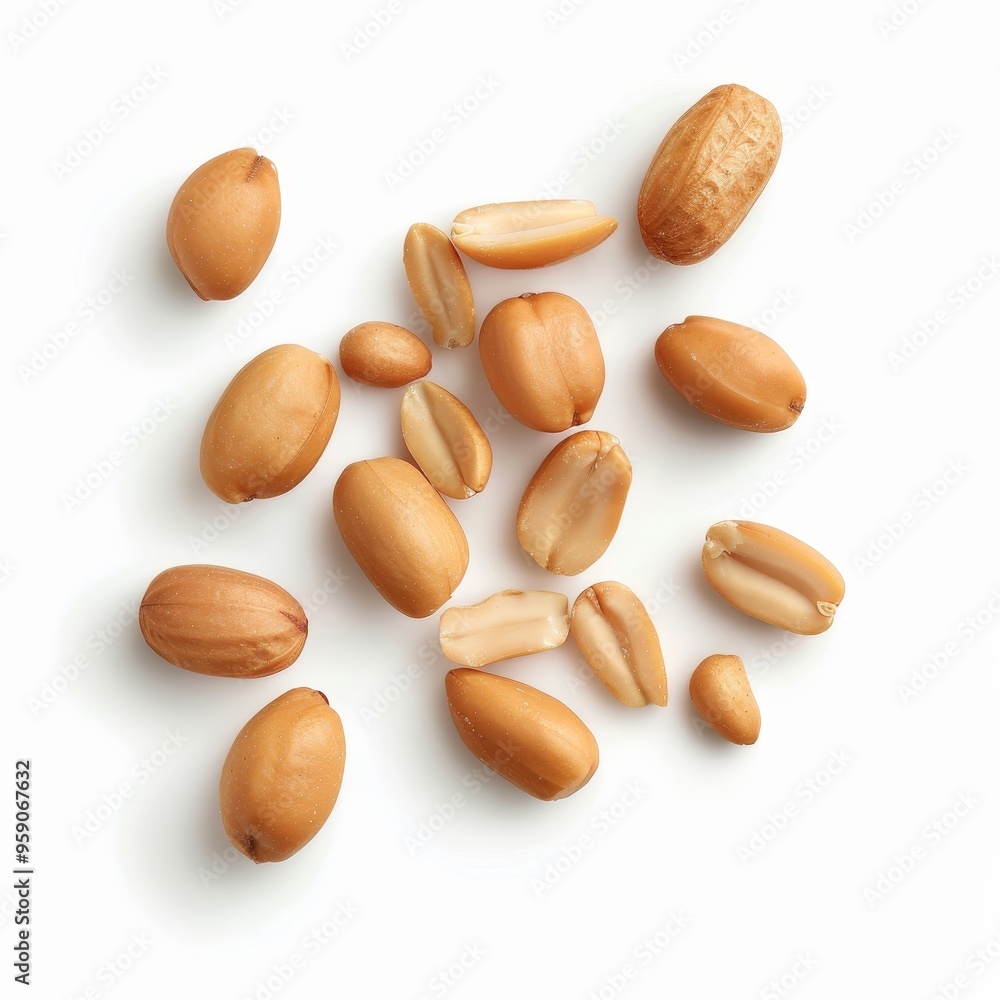Peanut seeds, kitchen ingredient element, realistic 3D render, vibrant brown, isolated on white background Peanut seeds, kitchen ingredient element, realistic 3D render, vibrant brown, isolated on white background