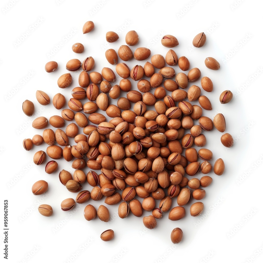 Peanut seeds, kitchen ingredient element, realistic 3D render, vibrant brown, isolated on white background Peanut seeds, kitchen ingredient element, realistic 3D render, vibrant brown, isolated on white background