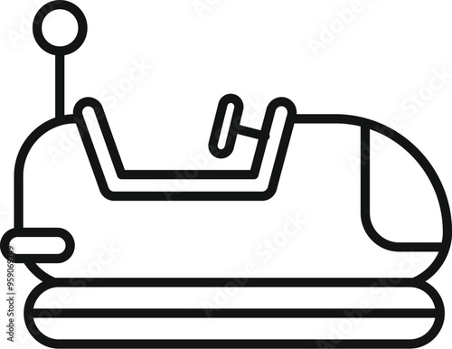 Simple outline icon of a bumper car with an antenna, perfect for any project related to amusement parks or childhood memories