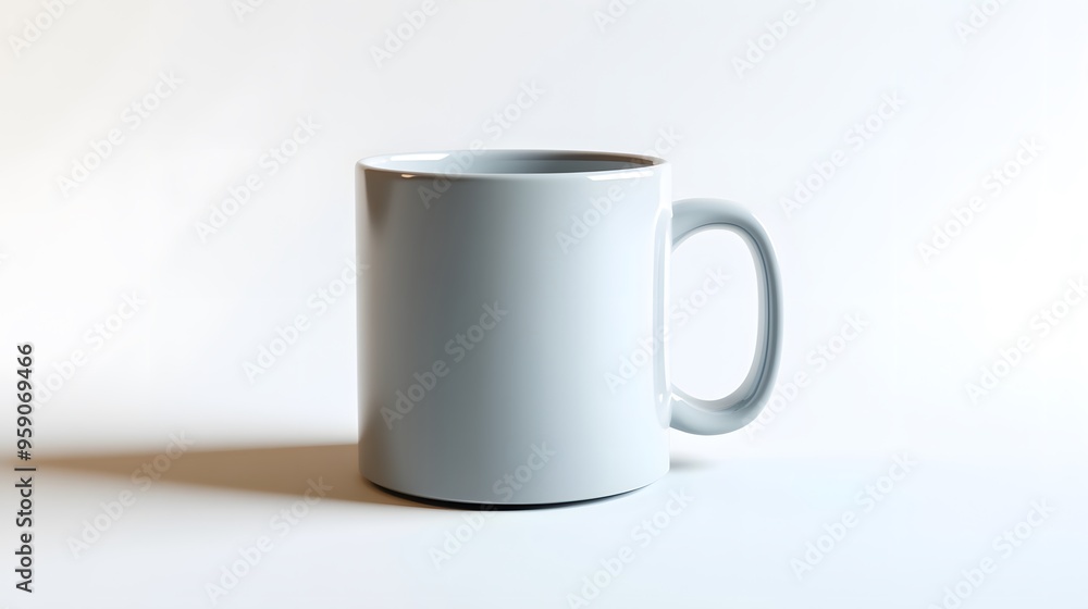 Fototapeta premium Simple Ceramic Mug: A single, unadorned ceramic coffee mug, centered on a white background, with a slight shadow for depth. 