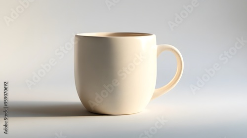 Simple Ceramic Mug: A single, unadorned ceramic coffee mug, centered on a white background, with a slight shadow for depth. 