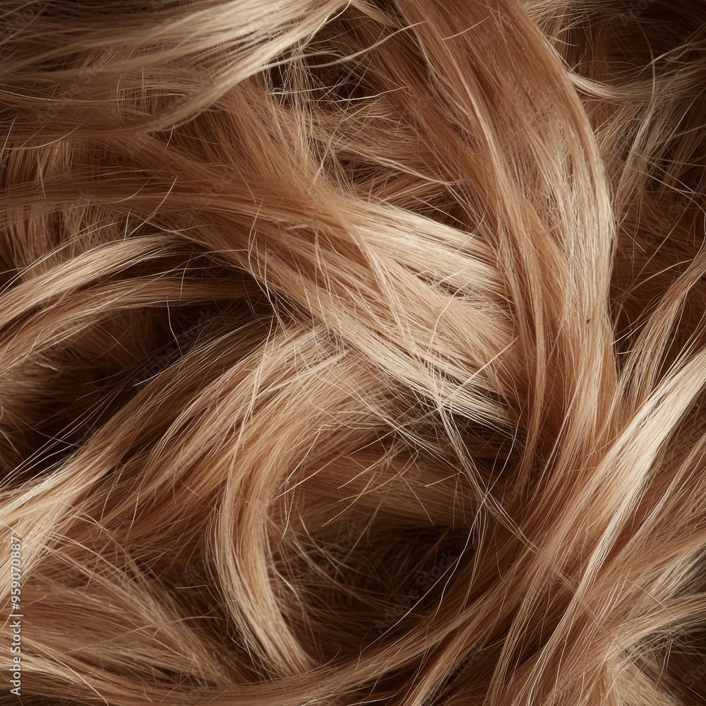 Naklejka premium Close-up of soft, light brown hair strands.