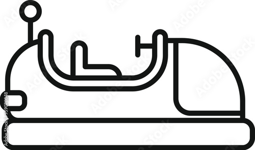 Line art icon of a bumper car moving freely, bringing joy and excitement to the amusement park experience
