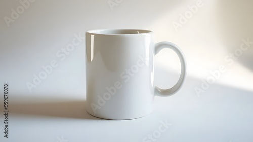 Simple Ceramic Mug: A single, unadorned ceramic coffee mug, centered on a white background, with a slight shadow for depth. 