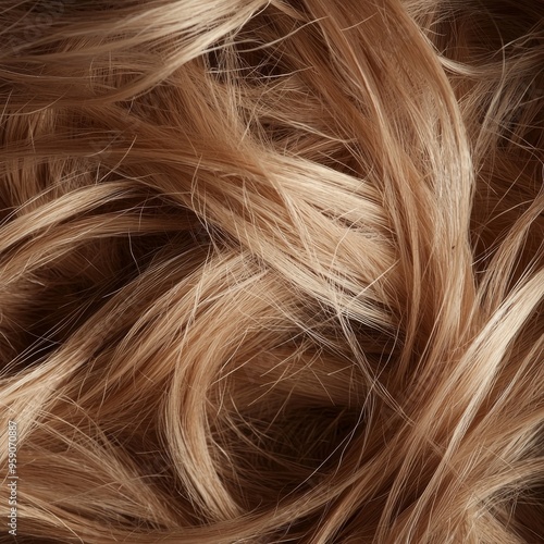 Close-up of soft, light brown hair strands.