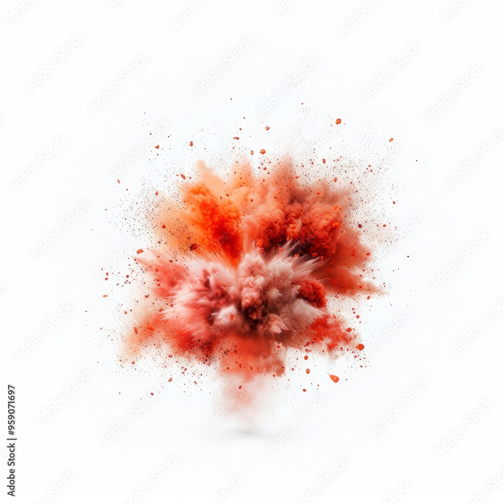 Shockwave and flames, explosive burst element, watercolor illustration, intense red and orange, isolated on white background Shockwave and flames, explosive burst element, watercolor illustration, intense red and orange, isolated on white background