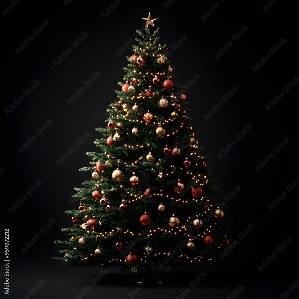 Christmas tree decorated with many luxurious ornaments Christmas tree decorated with many luxurious ornaments