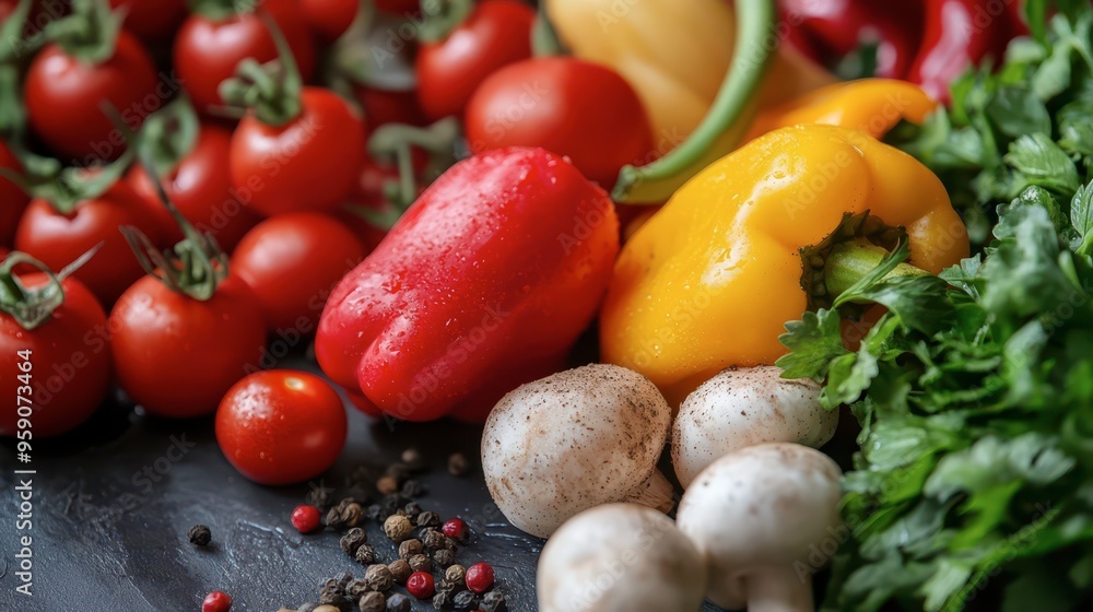 Fresh garden harvest of vibrant vegetables on a kitchen counter Fresh garden harvest of vibrant vegetables on a kitchen counter