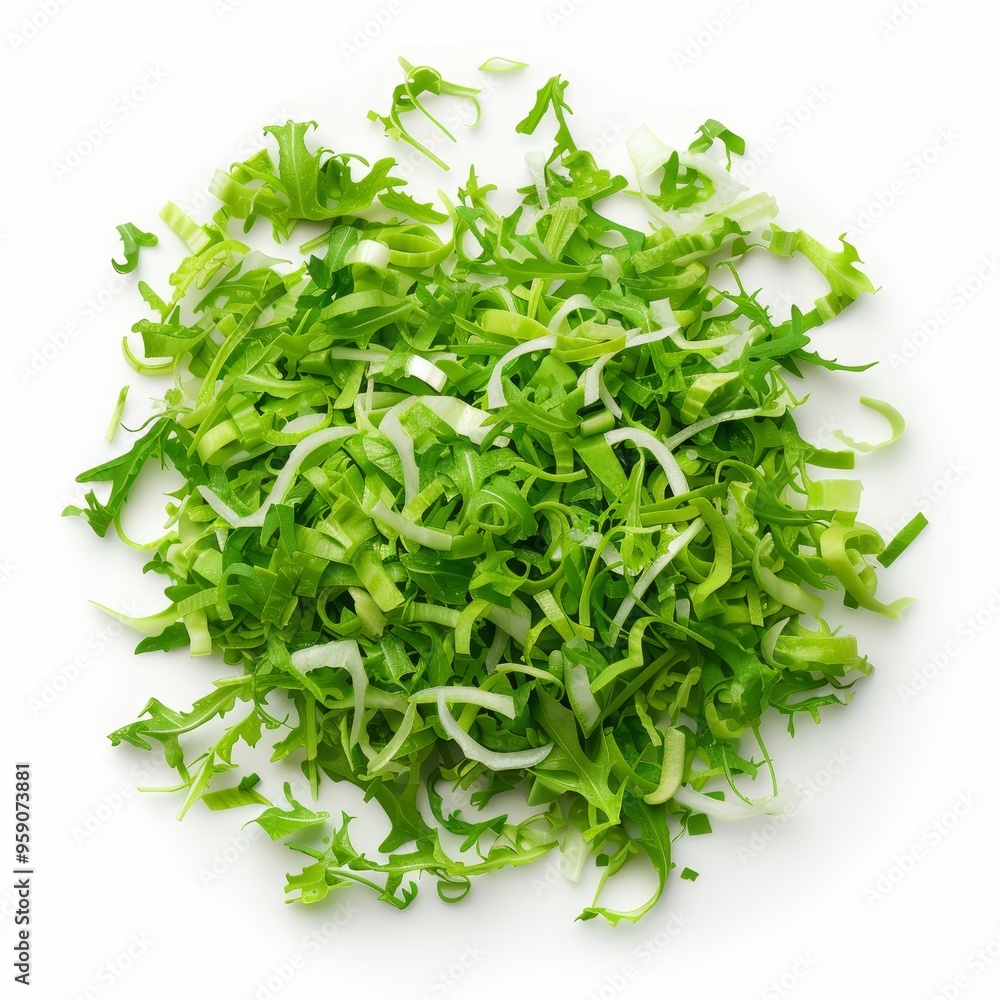 Shredded raw papaya, salad ingredient element, realistic 3D render, zesty green, isolated on white background Shredded raw papaya, salad ingredient element, realistic 3D render, zesty green, isolated on white background