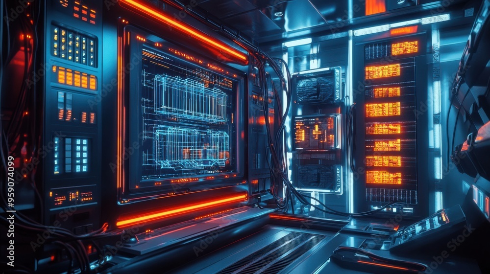 Obraz premium Quantum computer innovative technology