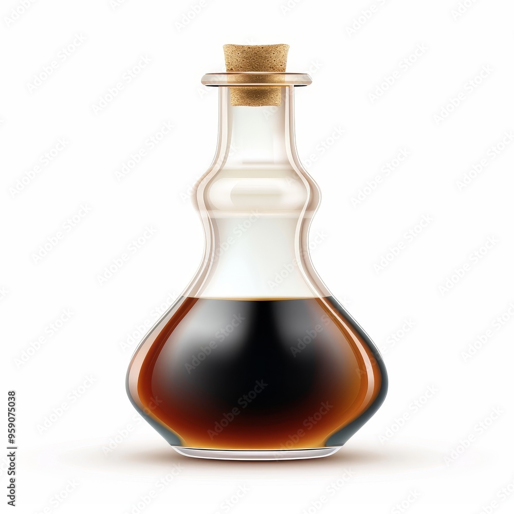 Thai fish sauce, culinary element, detailed vector design, intense brown, isolated on white background Thai fish sauce, culinary element, detailed vector design, intense brown, isolated on white background