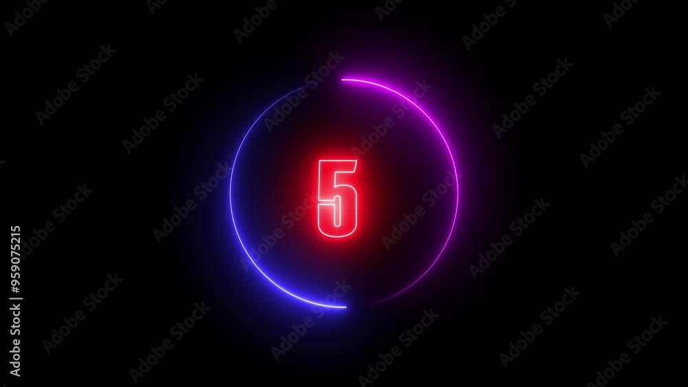 Count from one to ten second in glowing neon animation on black background Count from one to ten second in glowing neon animation on black background