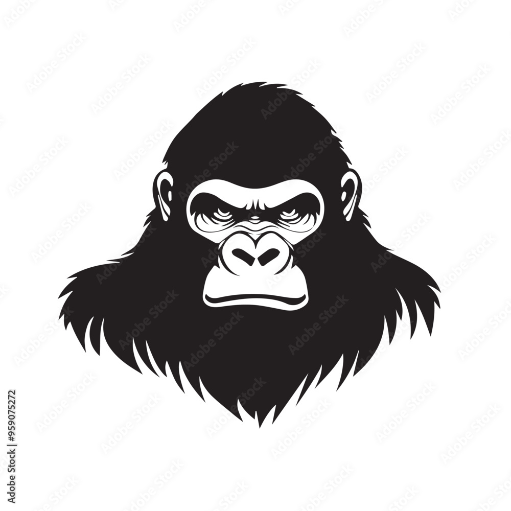 Fototapeta premium Gorilla in cartoon, doodle style . Image for t-shirt, web, mobile apps and ui. Isolated 2d vector illustration in logo, icon, sketch style, Eps 10, black and white. AI Generative