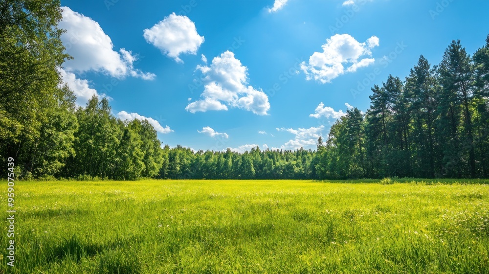 Sunny Meadow with Lush Greenery Sunny Meadow with Lush Greenery