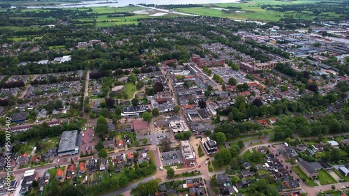 Aerial panorama of the city Burgum in the Netherlands on a sunny morning in summer photo