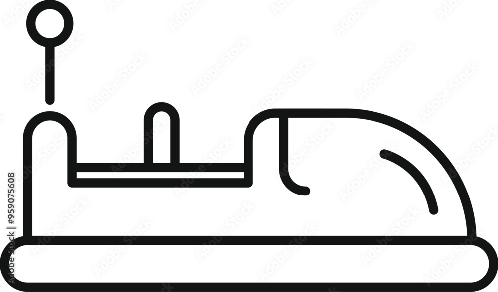 Bumper car with antenna icon in outline style isolated on white background Bumper car with antenna icon in outline style isolated on white background