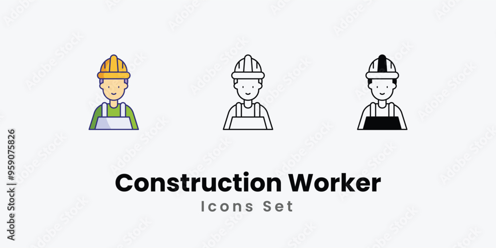 Construction Worker Icons thin line and glyph vector icon stock illustration Construction Worker Icons thin line and glyph vector icon stock illustration